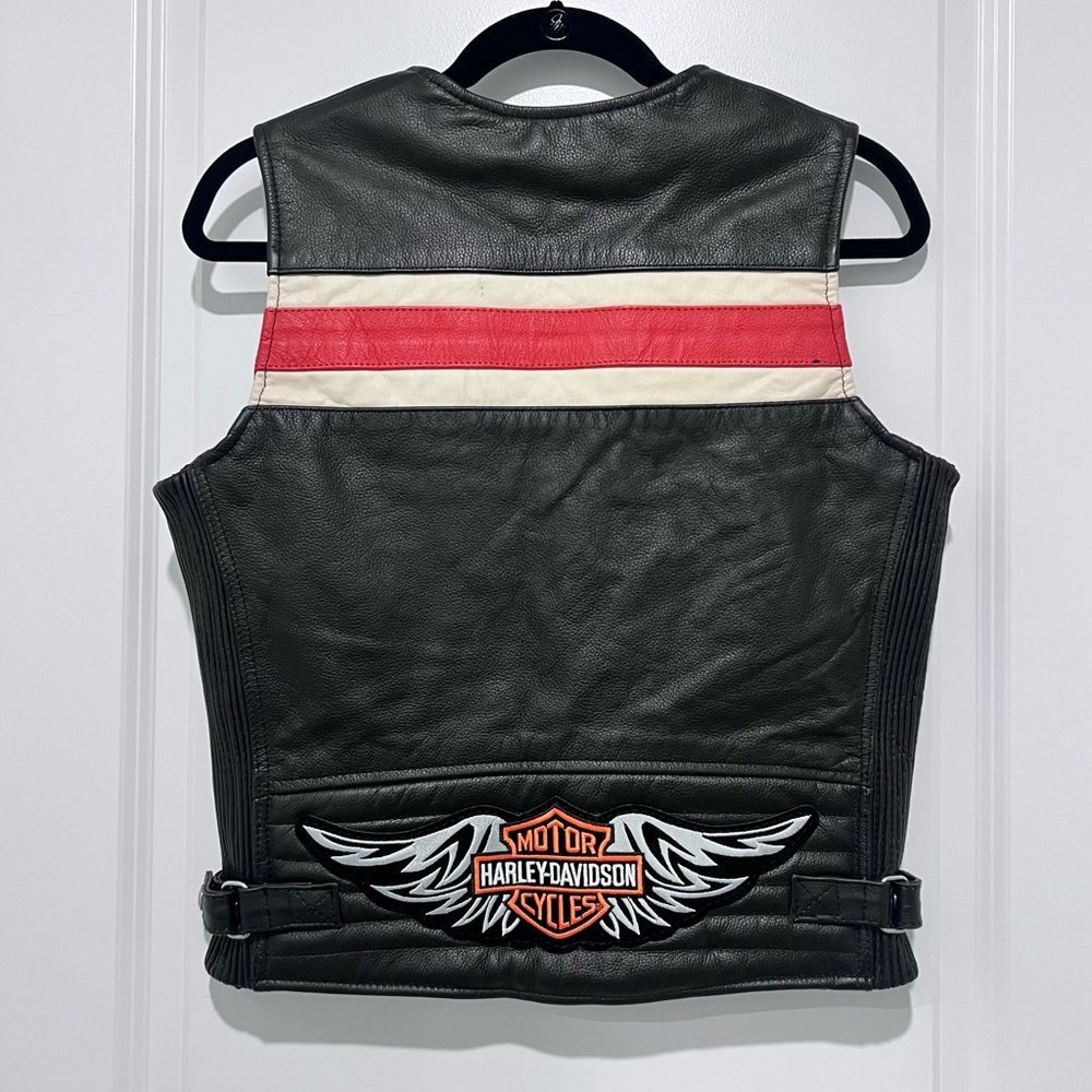 Harley Davidson x Interstate Leather Moto Vest Women's Sz Medium Genuine Leather